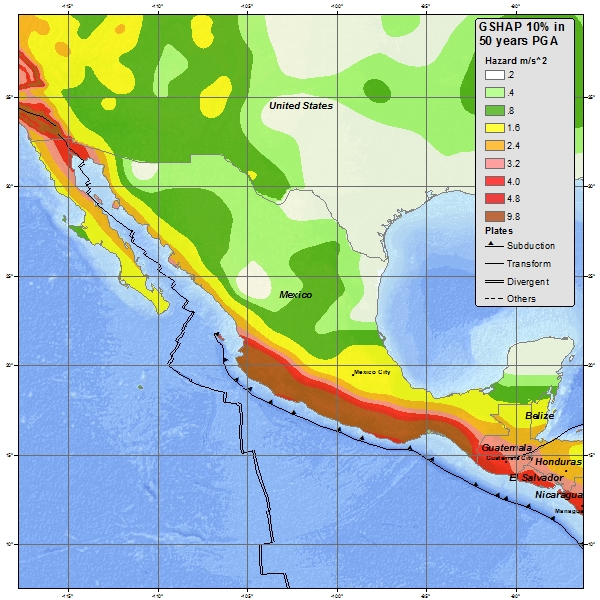 Hazard Map of Mexico (USGS)